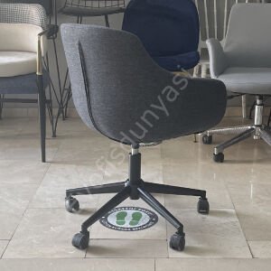 Megan Bilgisayar ve Çalışma Koltuğu Keten Gri - Siyah Boya