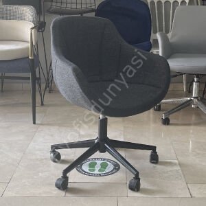 Megan Bilgisayar ve Çalışma Koltuğu Keten Gri - Siyah Boya