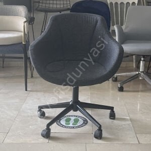 Megan Bilgisayar ve Çalışma Koltuğu Keten Gri - Siyah Boya