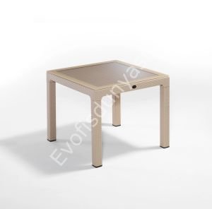 90×90 PP Rattan Görünümlü Camlı Masa