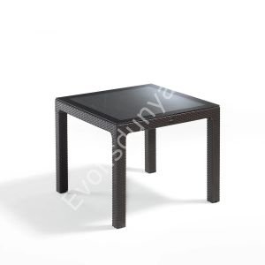 90×90 PP Rattan Görünümlü Camlı Masa