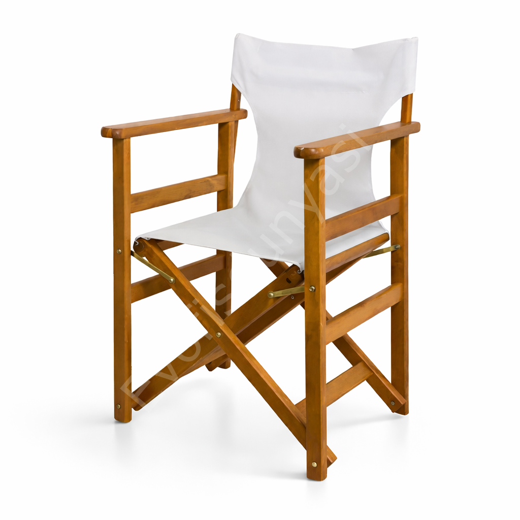 Rejisör Katlanabilir Ahşap Sandalye Gri PVC