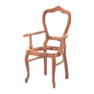 Klasik Ayak Oymalı Kollu Ham Ahşap Sandalye 04