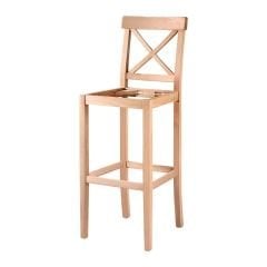Ham Ahşap Çapraz Döşemeli Bar Sandalyesi
