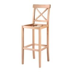 Ham Ahşap Çapraz Döşemeli Bar Sandalyesi