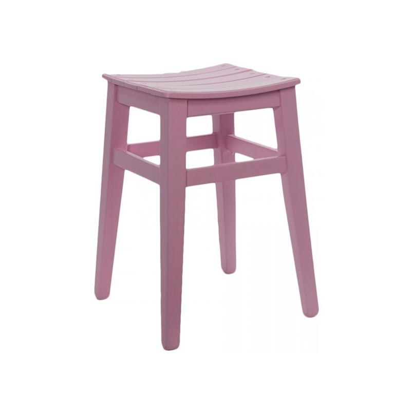 Boyalı Ahşap Tabure 45 cm Pembe