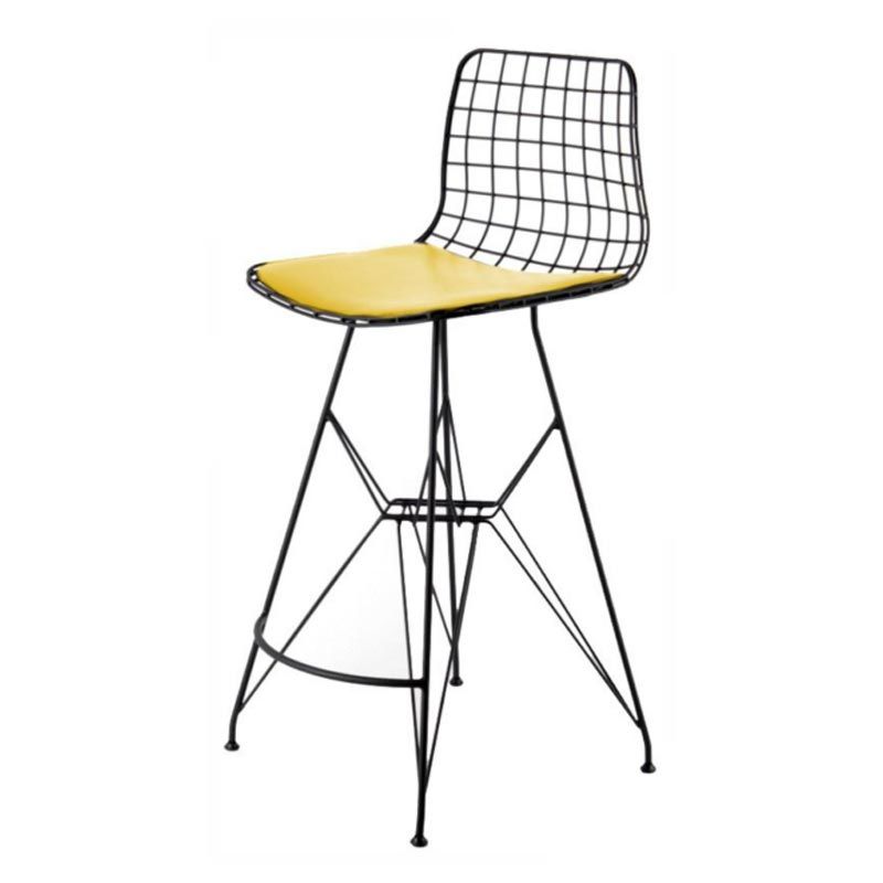 Kafes Mini Tel Bar Sandalyesi Sarı - 65