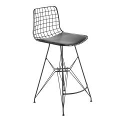 Kafes Mini Tel Bar Sandalyesi Siyah - 75