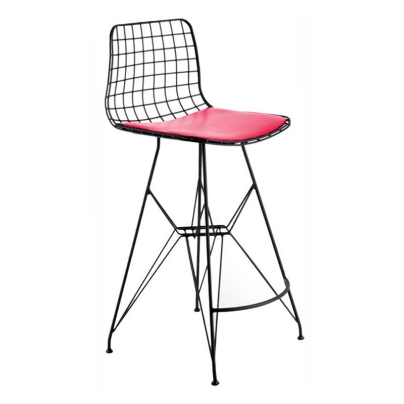 Kafes Mini Tel Bar Sandalyesi Kırmızı - 75