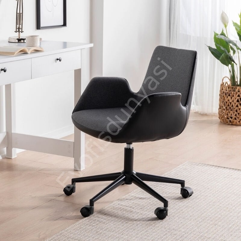 Begüm Çift Renk Çalışma Koltuğu Antrasit - Siyah Boya
