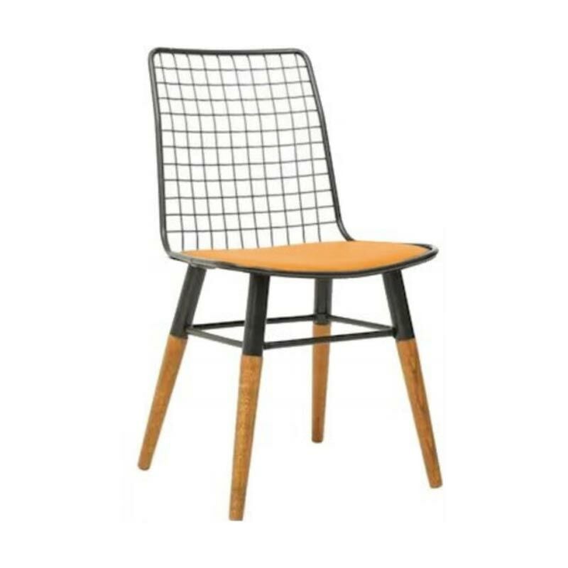 Dex Ahşap Ayaklı Metal Sandalye Siyah Sarı
