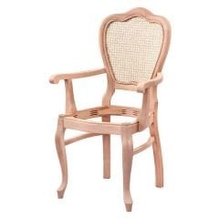 Hasırlı Klasik Kollu Ham Ahşap Sandalye 002