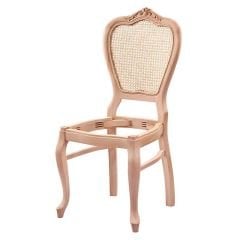 Hasırlı Klasik Oymalı Ham Ahşap Sandalye 001