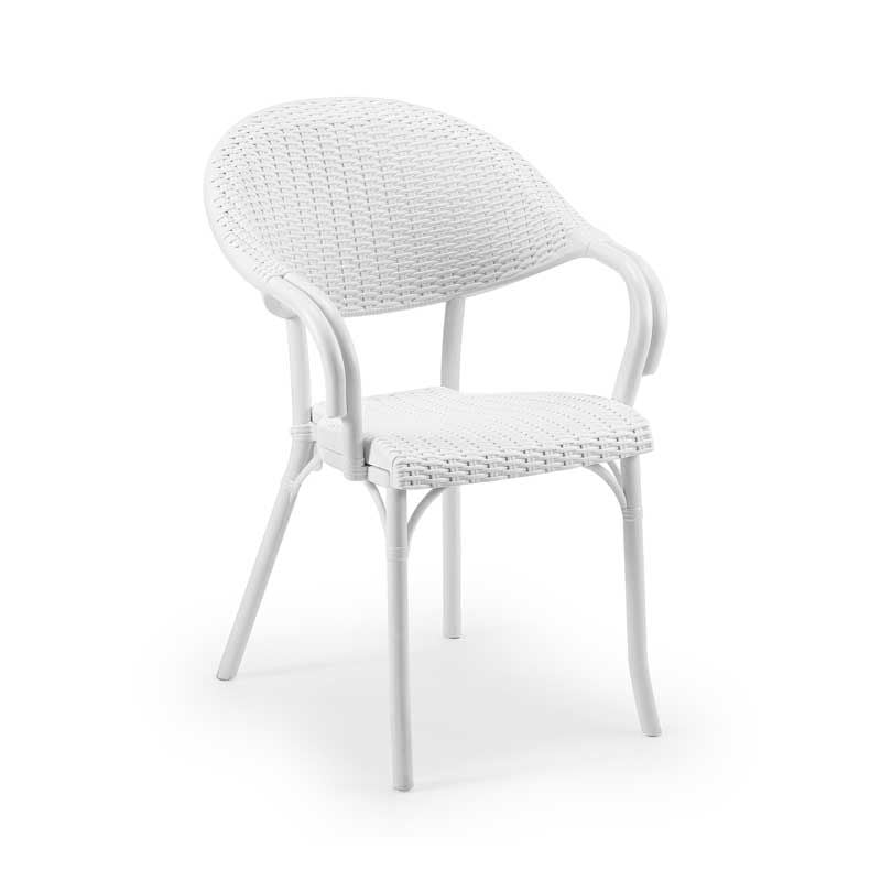 Lusiya Rattan Görünümlü Sandalye Beyaz