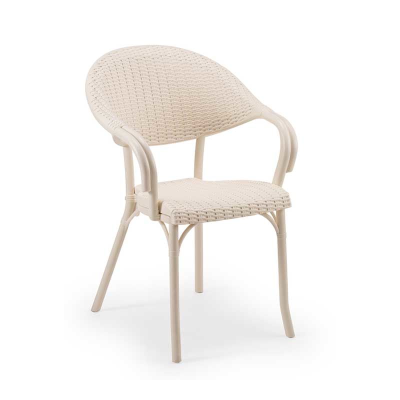 Lusiya Rattan Görünümlü Sandalye Krem