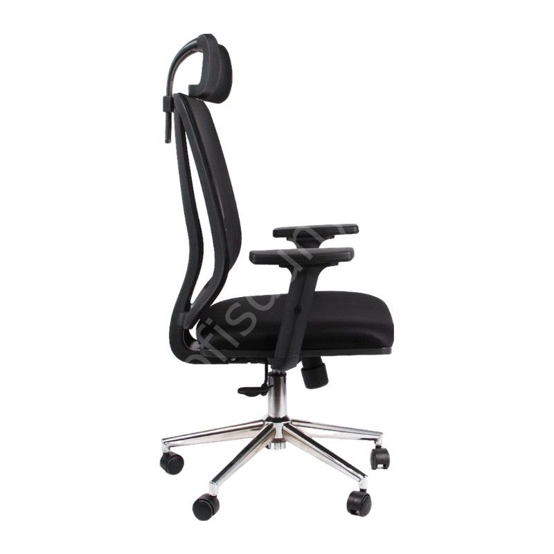 James Stella Kol Müdür Koltuğu Siyah File - Krom