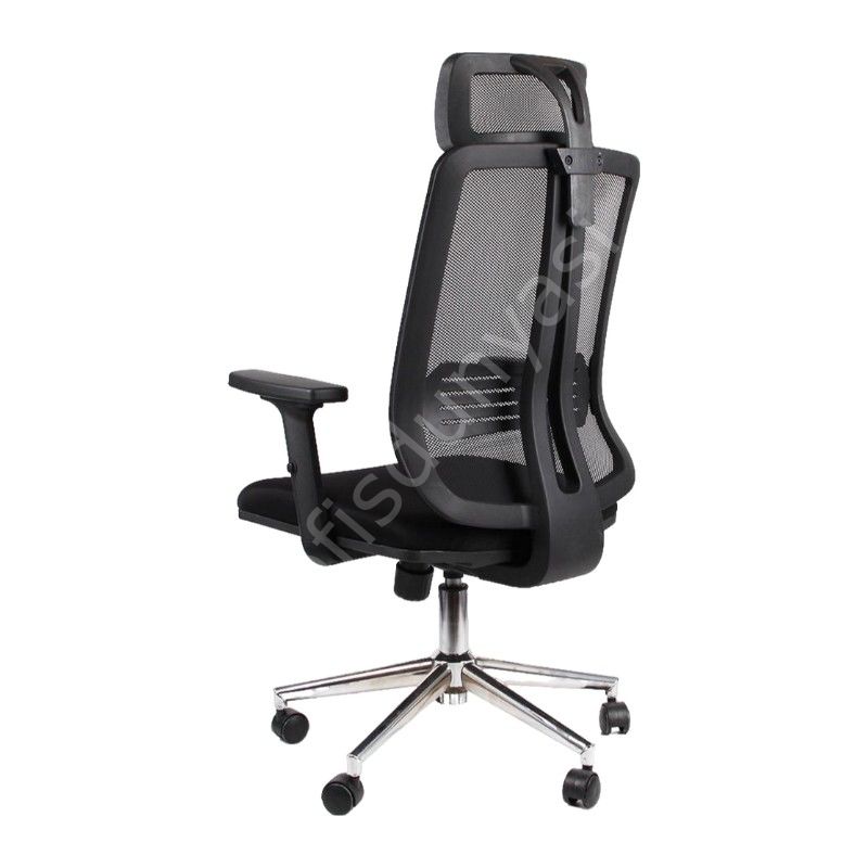 James Stella Kol Müdür Koltuğu Siyah File - Krom