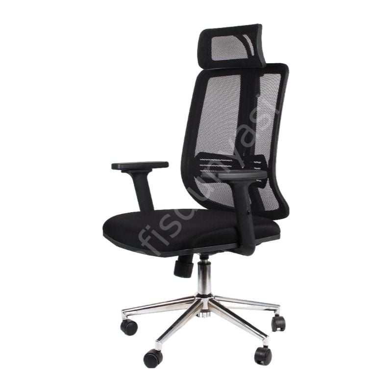 James Stella Kol Müdür Koltuğu Siyah File - Krom