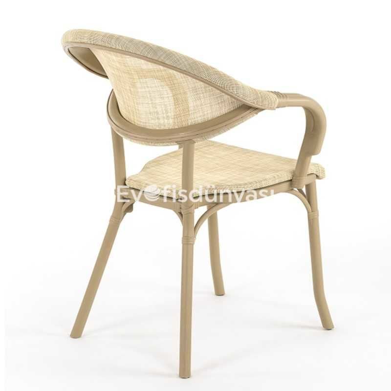 Luis Rattan Görünümlü Sandalye Krem