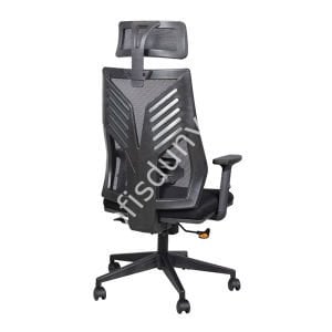 Astor Başlıklı Fileli Şef Sandalyesi Siyah File