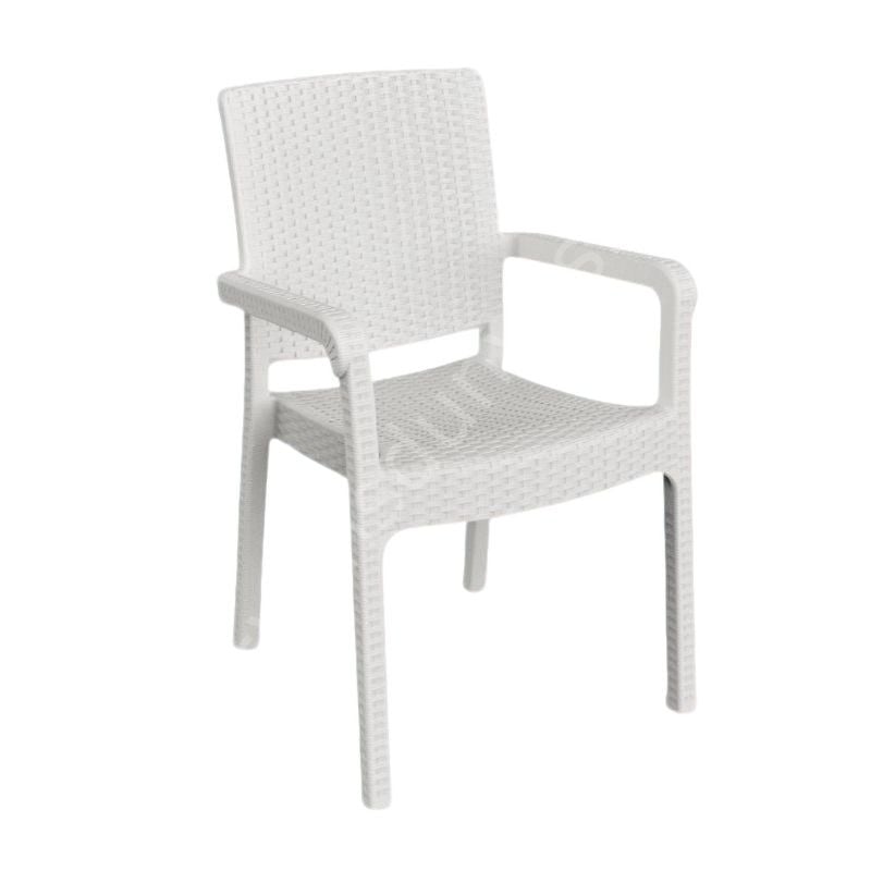Own Rattan Efektli PP Kollu Sandalye Beyaz