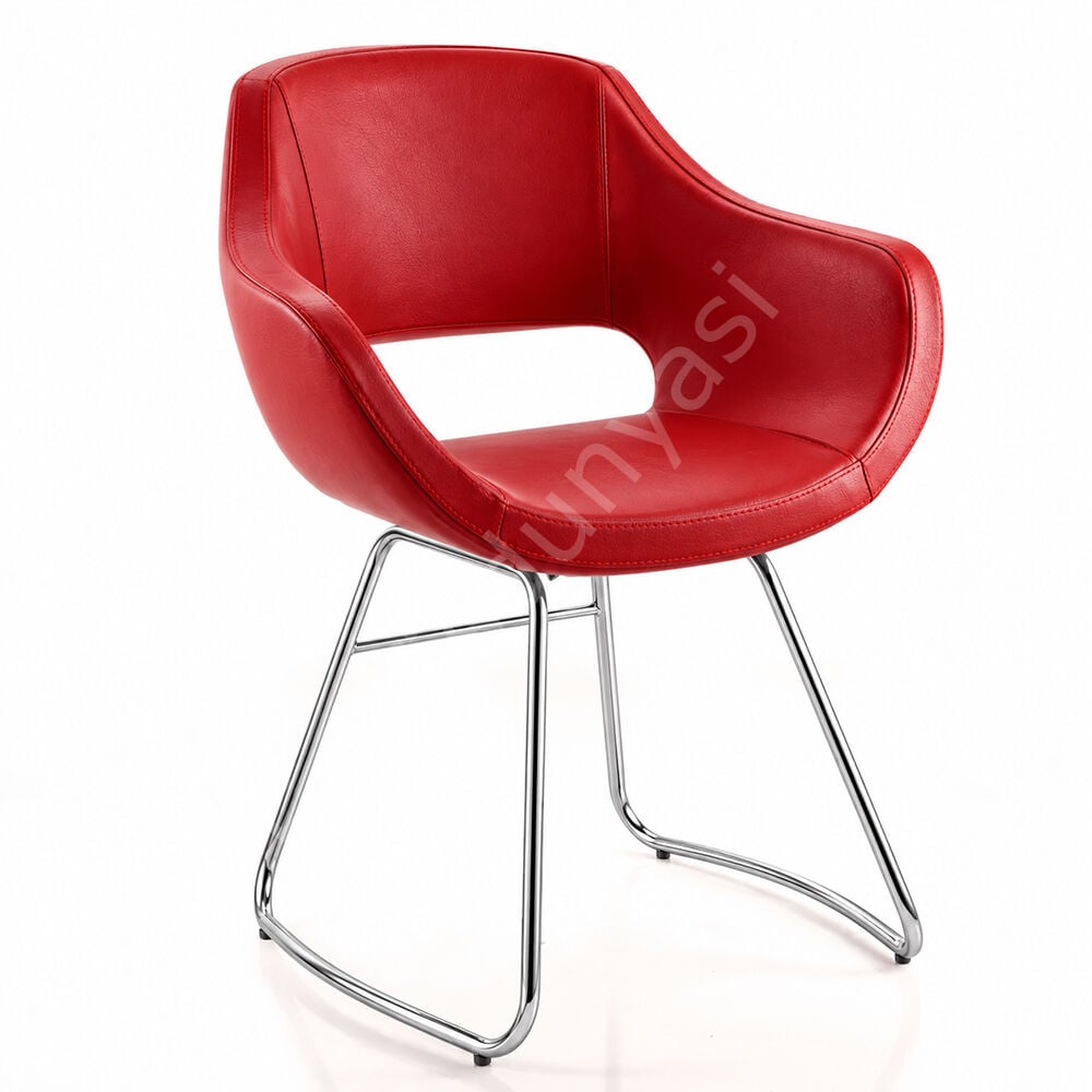 Store Krom Ayak Bekleme Sandalyesi Kırmızı