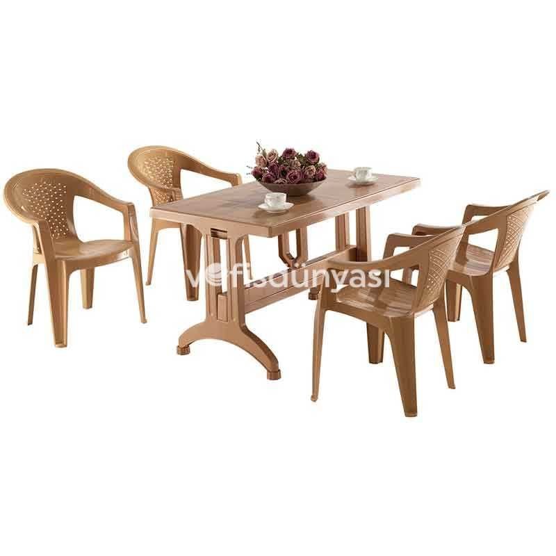 Oscar Plastik Masa Sandalye Takımı Kahve