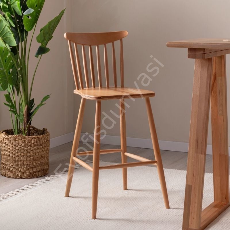Kırlangıç Ahşap Bar Sandalyesi