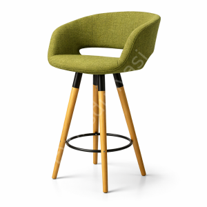 Ciro Ahşap Ayaklı Bar Sandalyesi Kül Gri Kumaş - 65