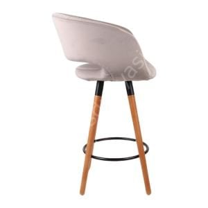 Ciro Ahşap Ayaklı Bar Sandalyesi Kül Gri Kumaş - 65