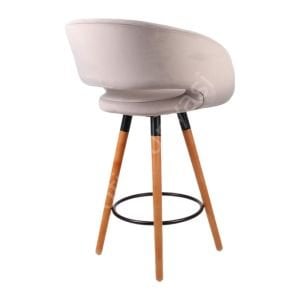 Ciro Ahşap Ayaklı Bar Sandalyesi Kül Gri Kumaş - 65