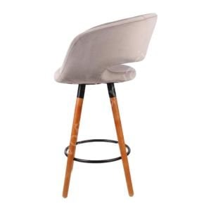 Ciro Ahşap Ayaklı Bar Sandalyesi Kül Gri Kumaş - 65