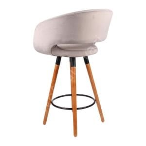 Ciro Ahşap Ayaklı Bar Sandalyesi Kül Gri Kumaş - 65