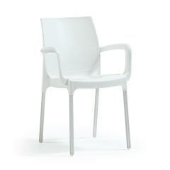 Lermi Alüminyum Ayaklı Kollu Plastik Sandalye 	Beyaz