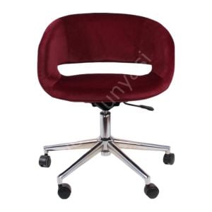 Ciro Çalışma Sandalyesi Bordo Kumaş - Krom