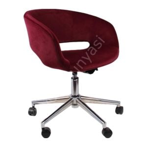 Ciro Çalışma Sandalyesi Bordo Kumaş - Krom