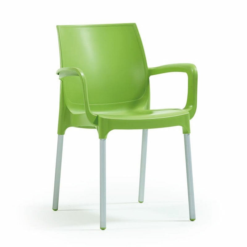 Lermi Alüminyum Ayaklı Kollu Plastik Sandalye Yeşil