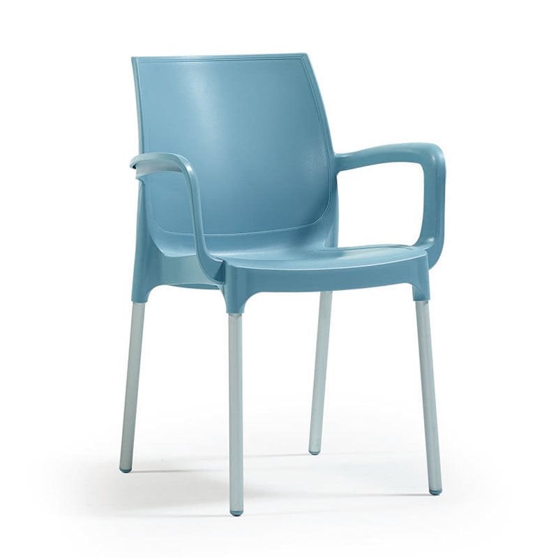 Lermi Alüminyum Ayaklı Kollu Plastik Sandalye A.Mavi