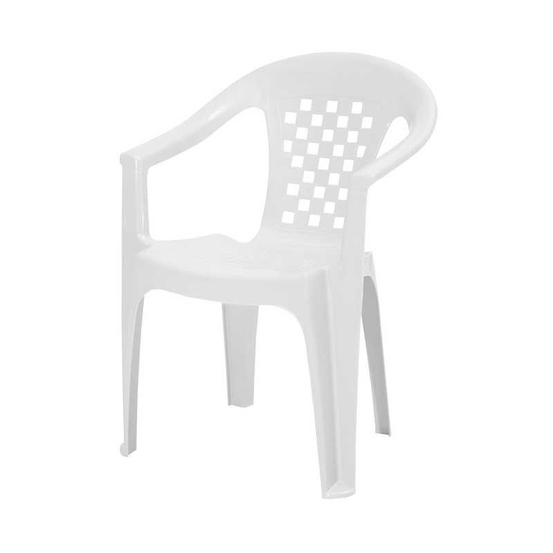 Gento Kollu Plastik Sandalye Beyaz