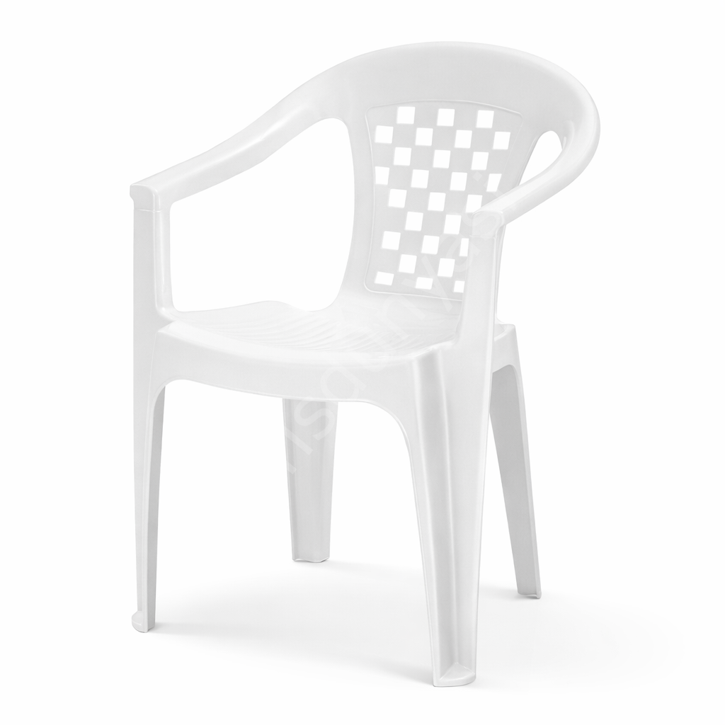 Gento Kollu Plastik Sandalye 	Beyaz