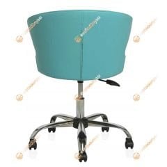 Buket Suni Deri Çalışma Sandalyesi Turkuaz - Krom