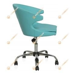 Buket Suni Deri Çalışma Sandalyesi Turkuaz - Krom