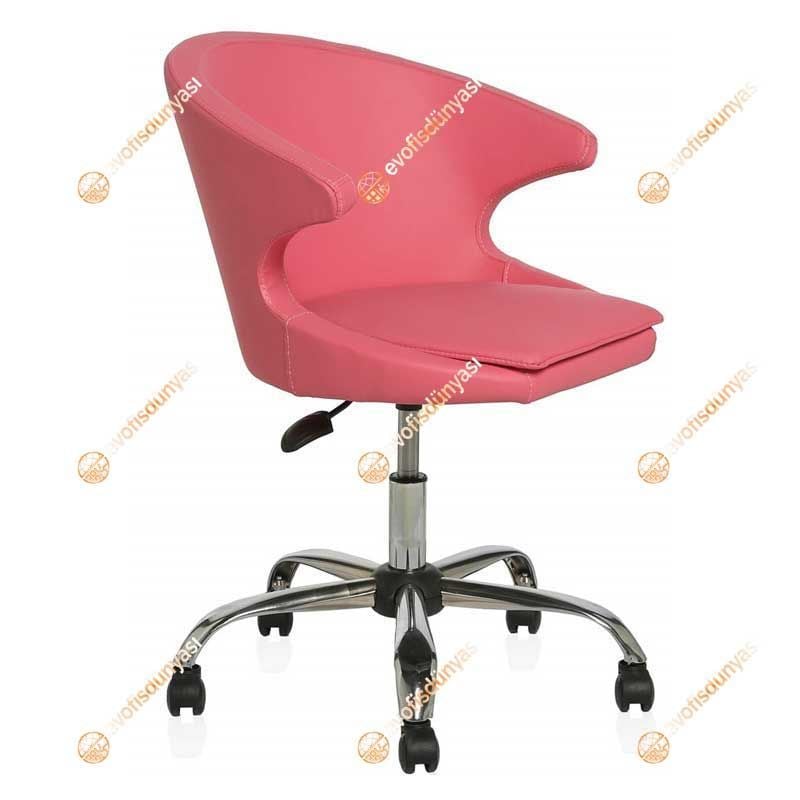Buket Suni Deri Çalışma Sandalyesi Pembe - Krom