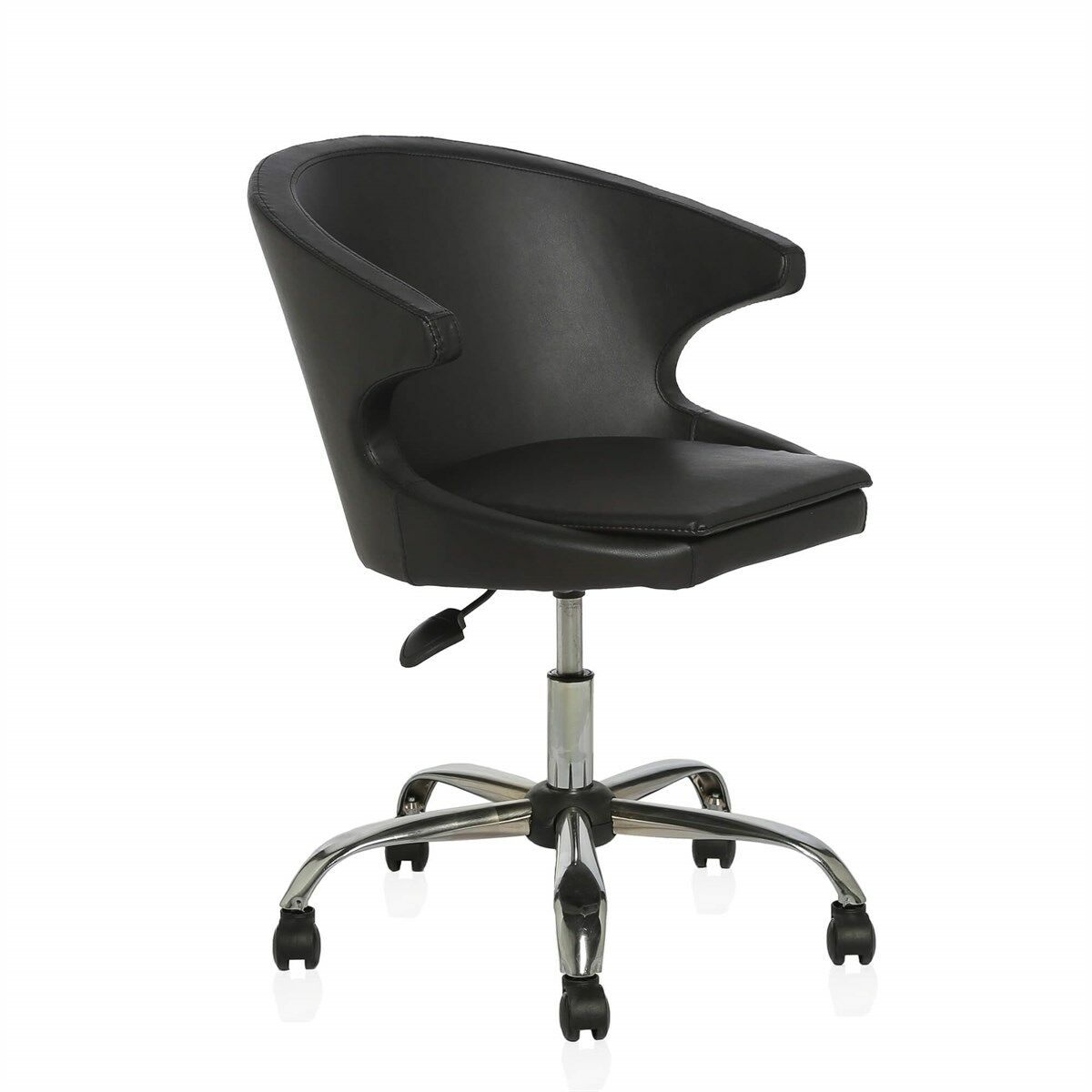 Buket Suni Deri Çalışma Sandalyesi Siyah - Krom