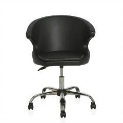 Buket Suni Deri Çalışma Sandalyesi Siyah - Krom