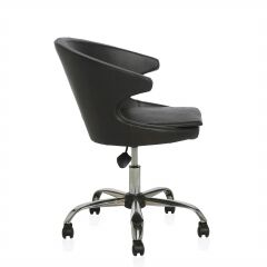 Buket Suni Deri Çalışma Sandalyesi Siyah - Krom