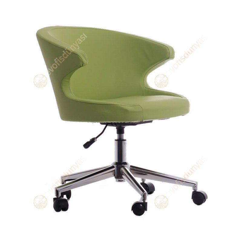 Buket Suni Deri Çalışma Sandalyesi A.Yeşil - Krom