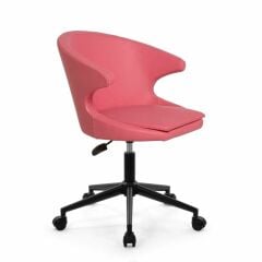 Buket Suni Deri Çalışma Sandalyesi Pembe - Siyah Boya