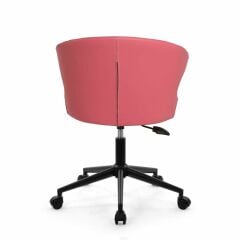 Buket Suni Deri Çalışma Sandalyesi Pembe - Siyah Boya