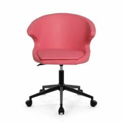 Buket Suni Deri Çalışma Sandalyesi Pembe - Siyah Boya